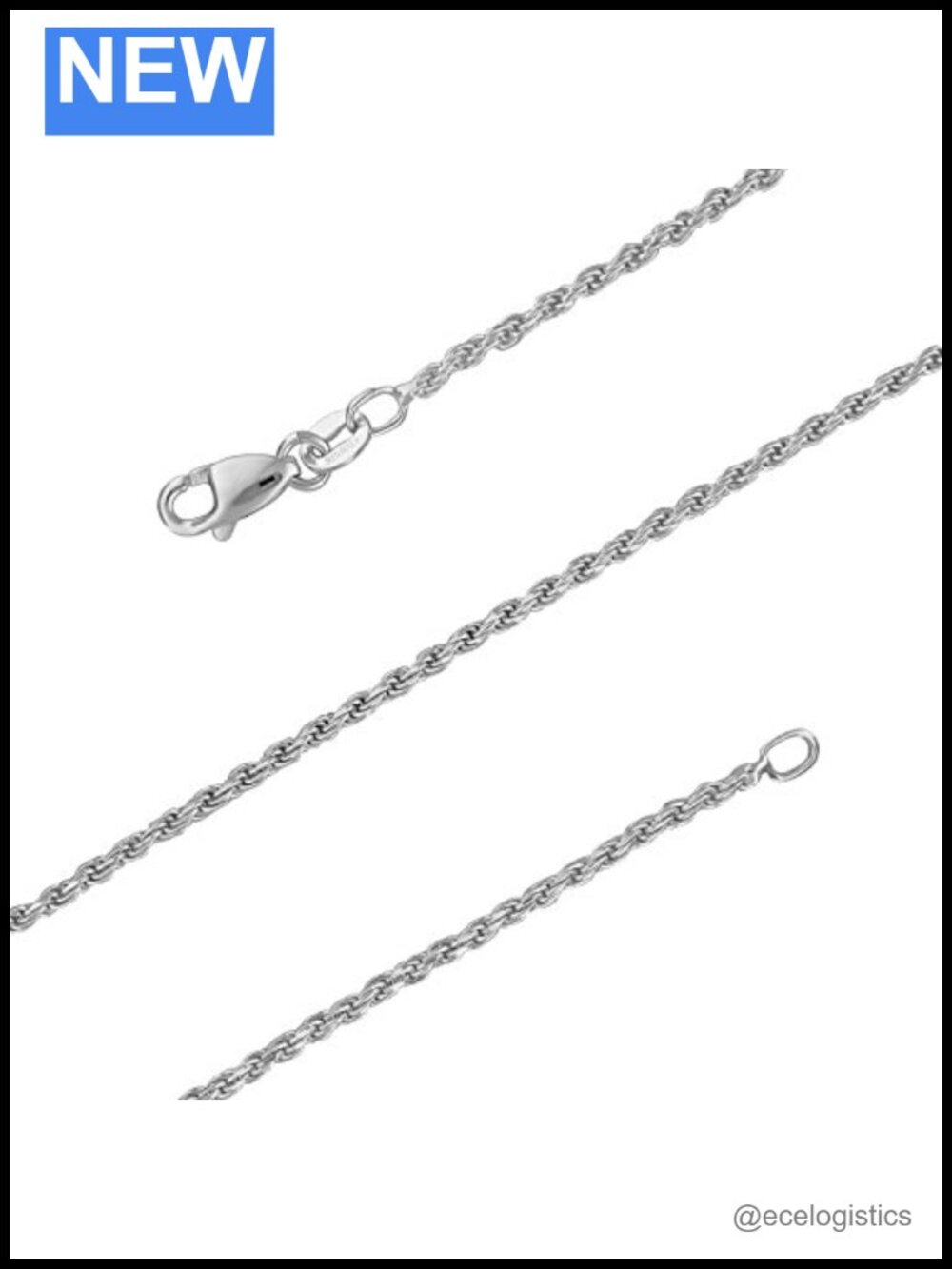 925 Sterling Silver 1.5mm Diamond-Cut Rope Chain Necklace Made in Italy